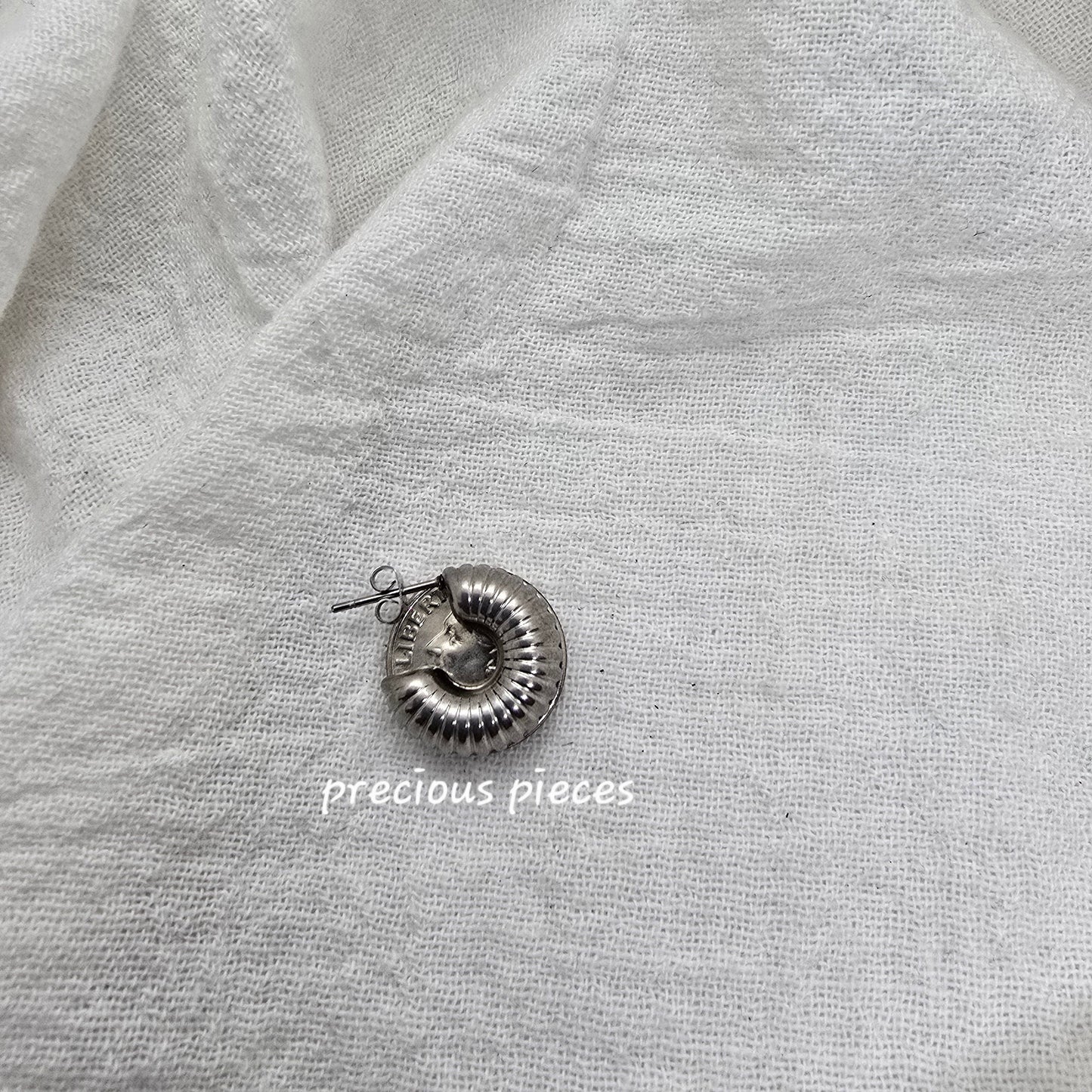 Silver Ribbed Hoop Earrings