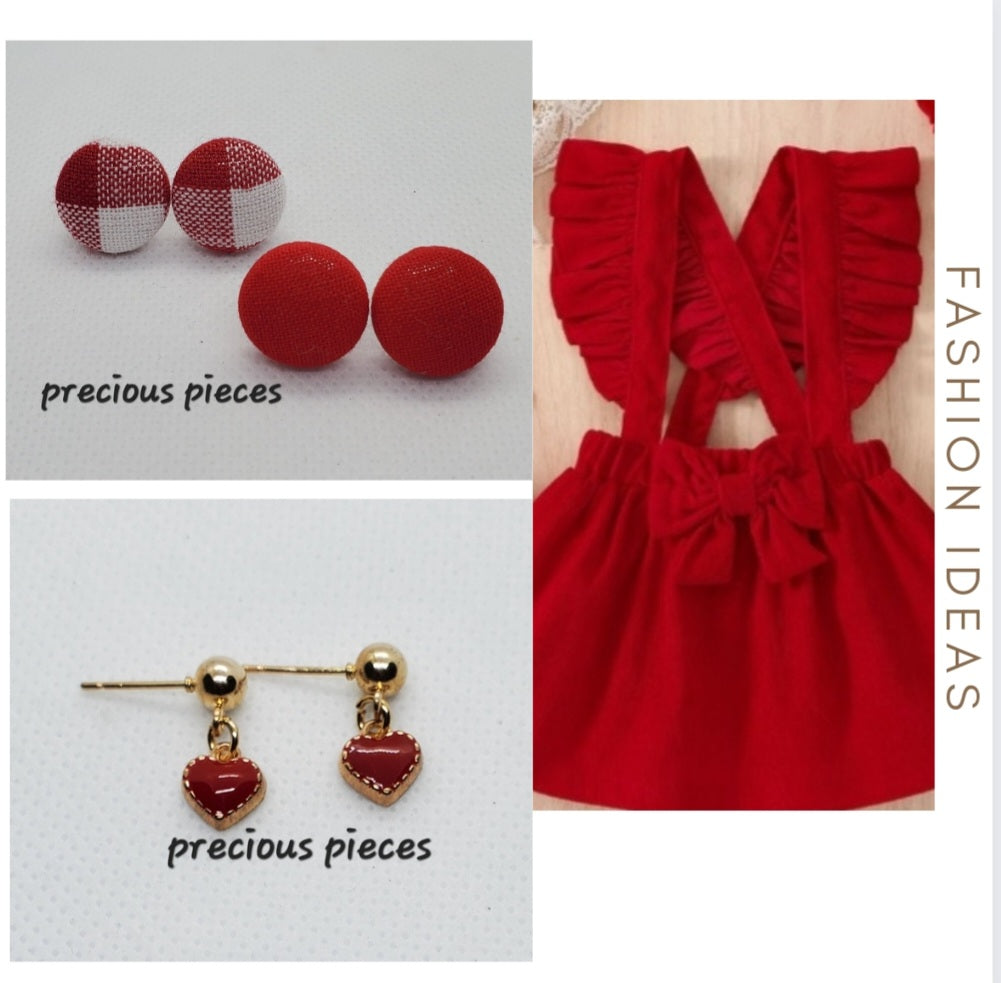 Red and White Plaid Fabric Earrings (click for more options)