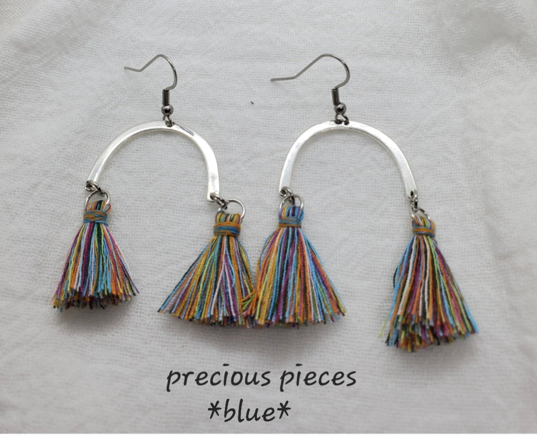 Silver Arch and  Rainbow Tassel  Earrings (click for more options)