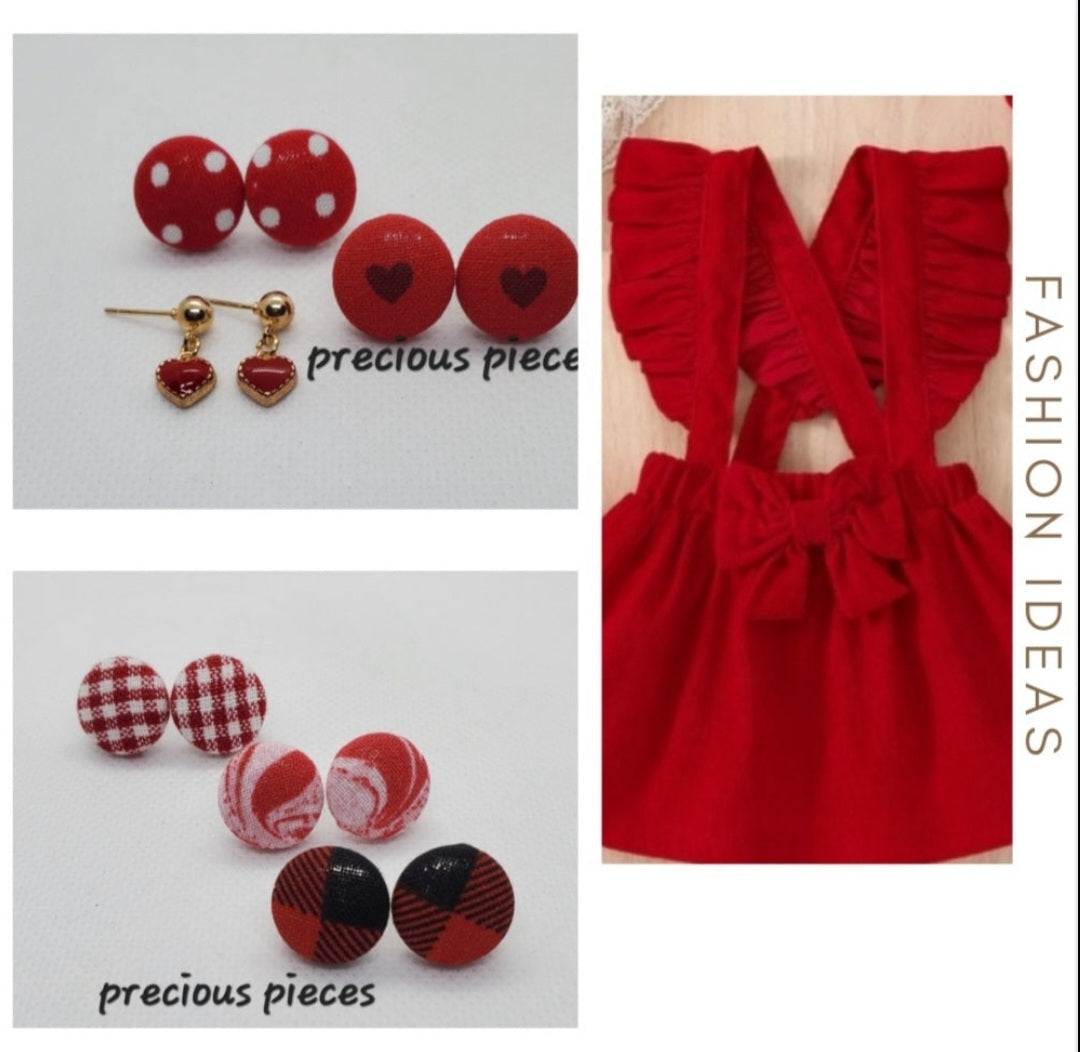 Red Swirl Fabric Earrings (click for more options)