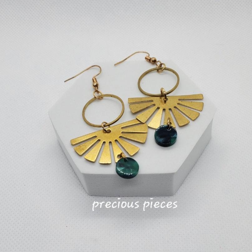 Brass Fan Earrings