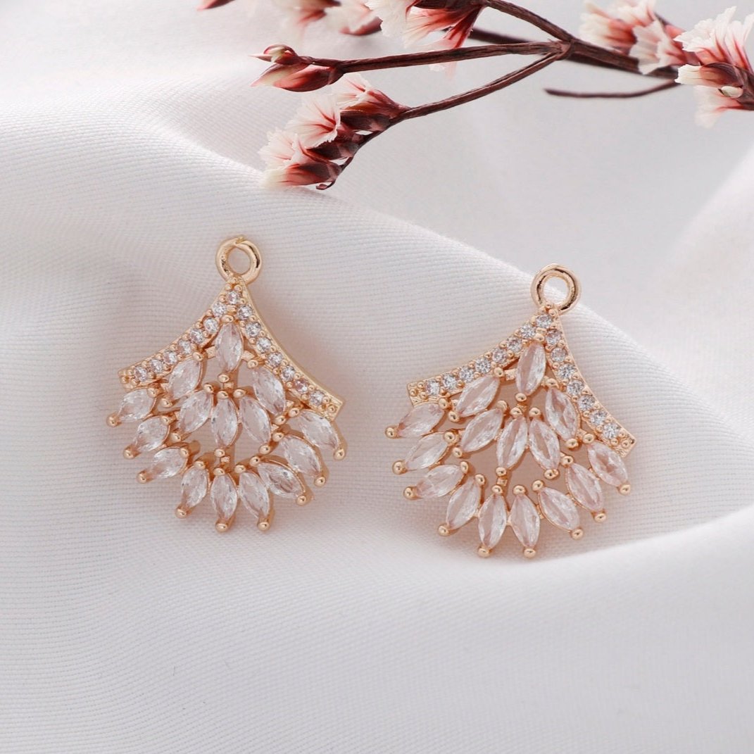 Cubic Zirconia Fan Shape Earrings