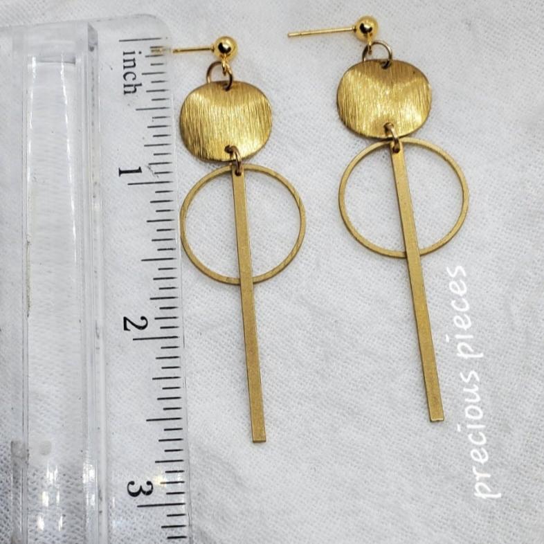 Brass Circle Drop Earrings