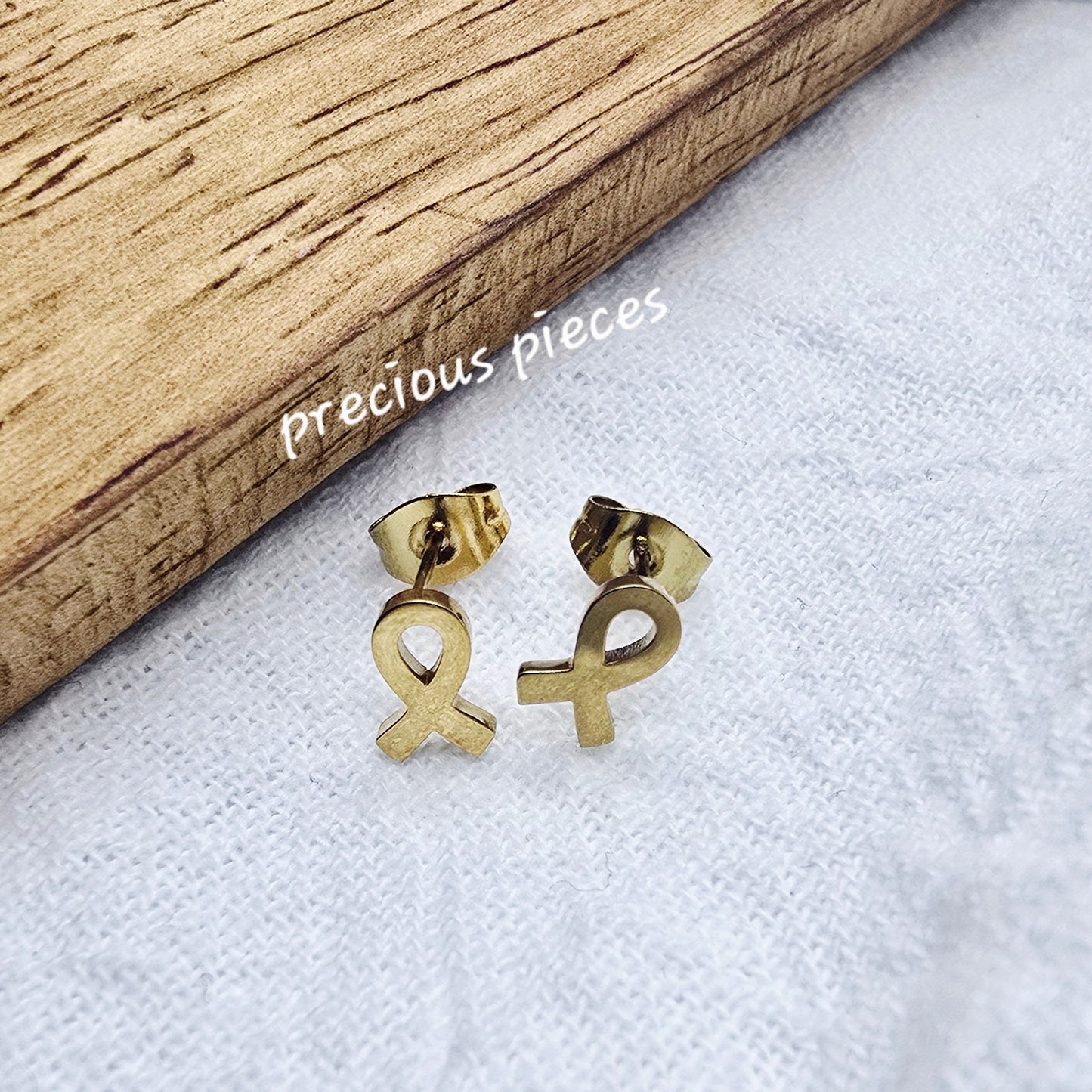 Cancer Awareness Ribbon Stud Earrings