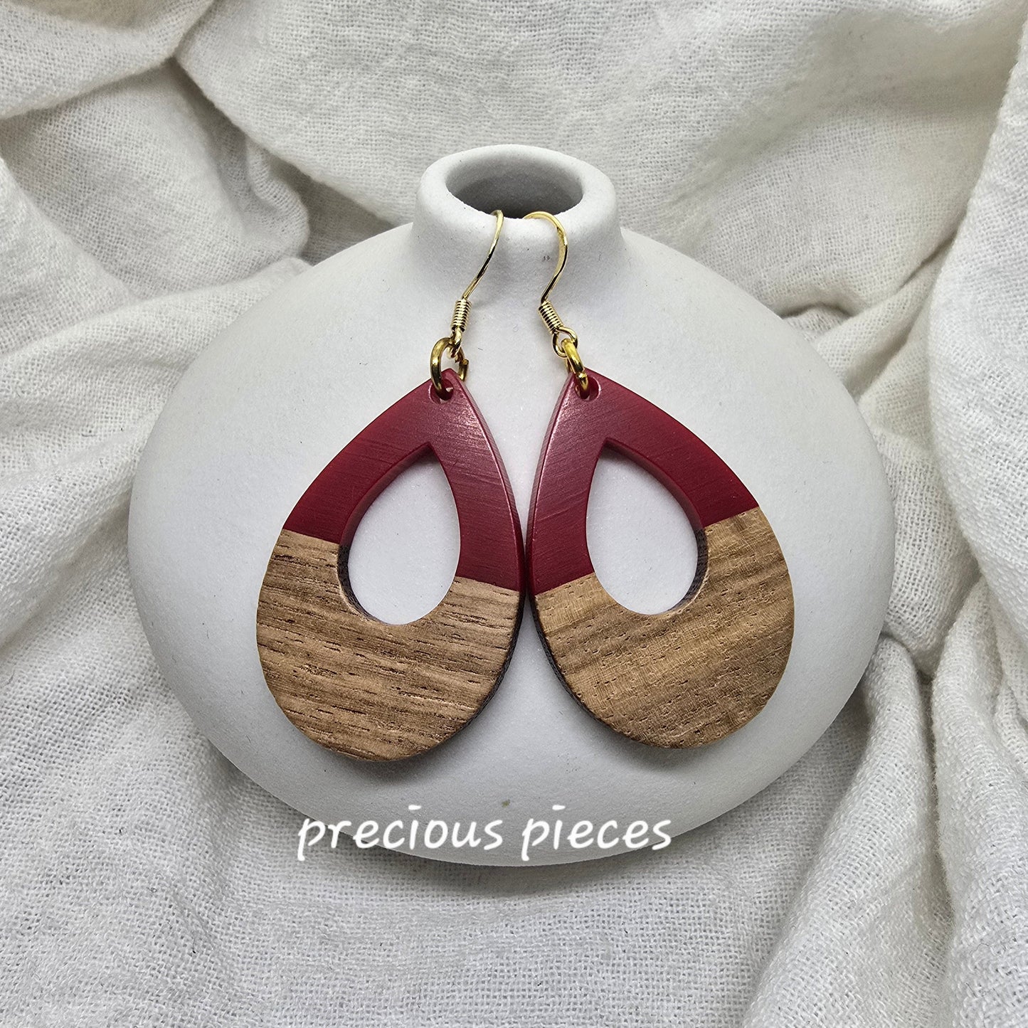 Acrylic and Wood Teardrop Earrings (click for more colors)
