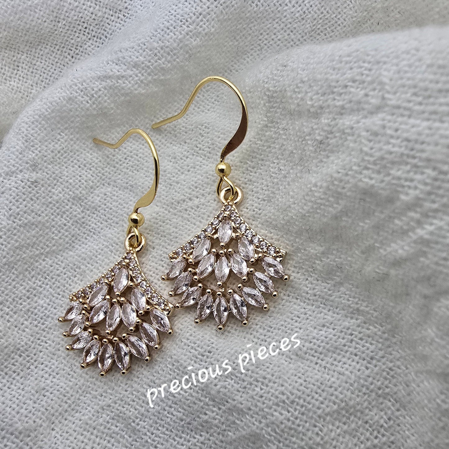Cubic Zirconia Fan Shape Earrings