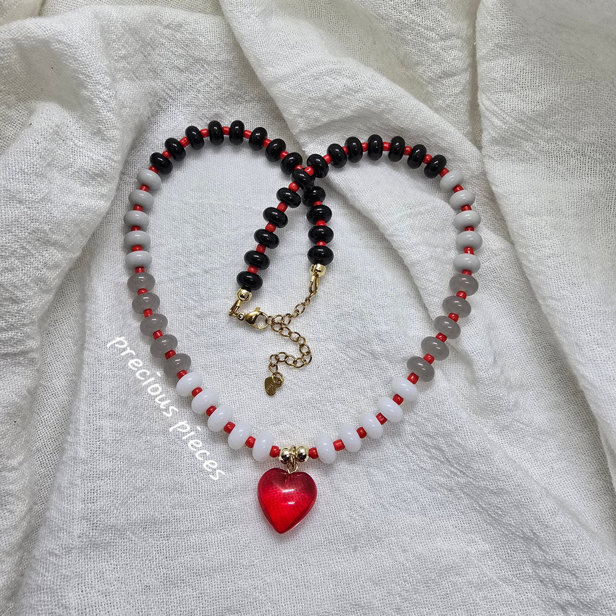 Red Heart Beaded Necklace