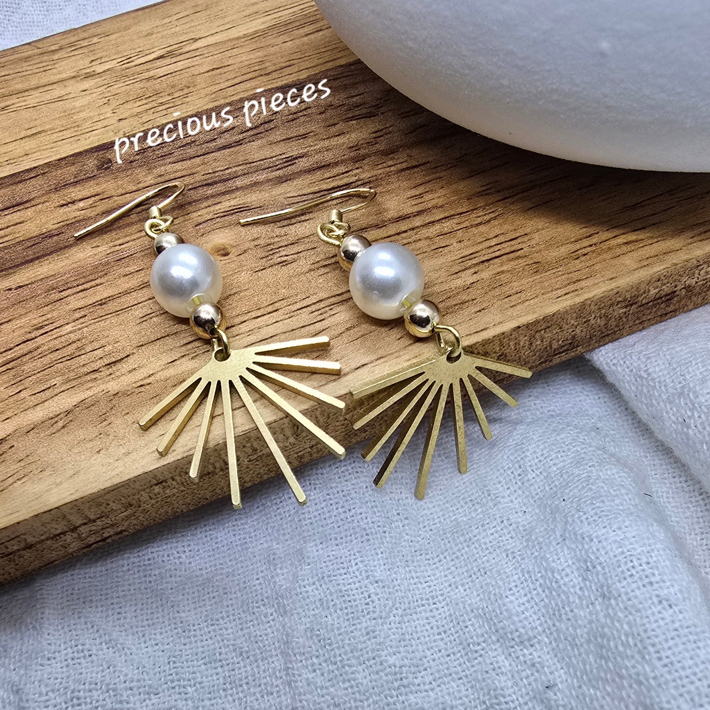 Sunburst and Pearl Earrings