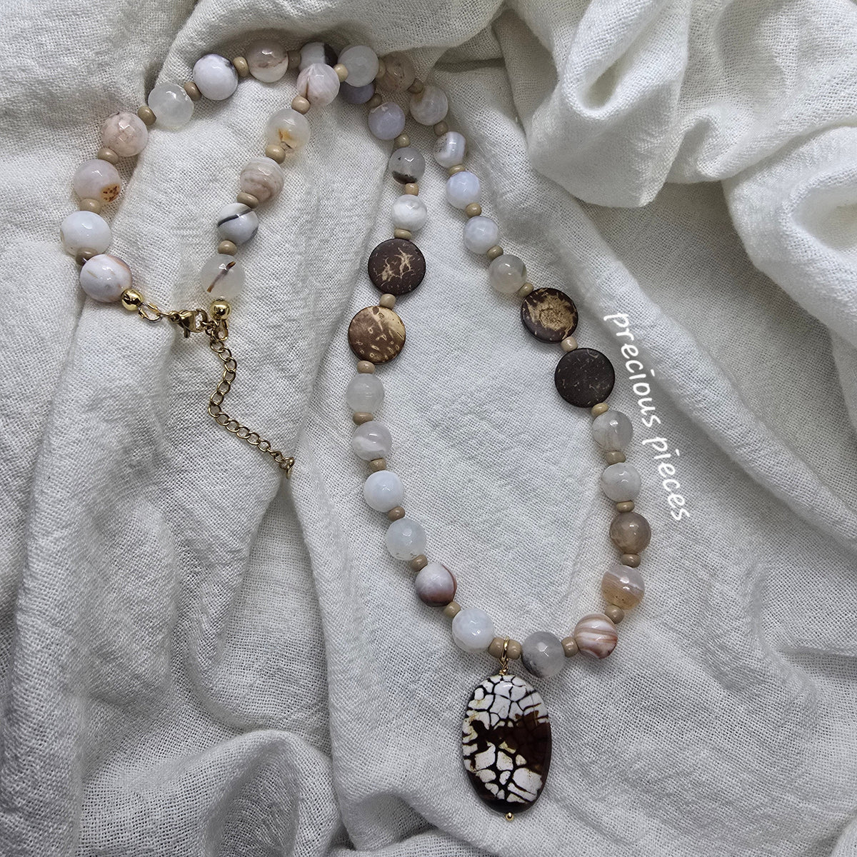 Amber Agate Beaded Necklace