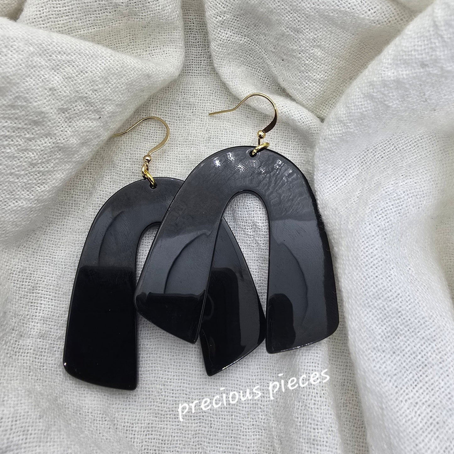 Black Acrylic Arch Earrings