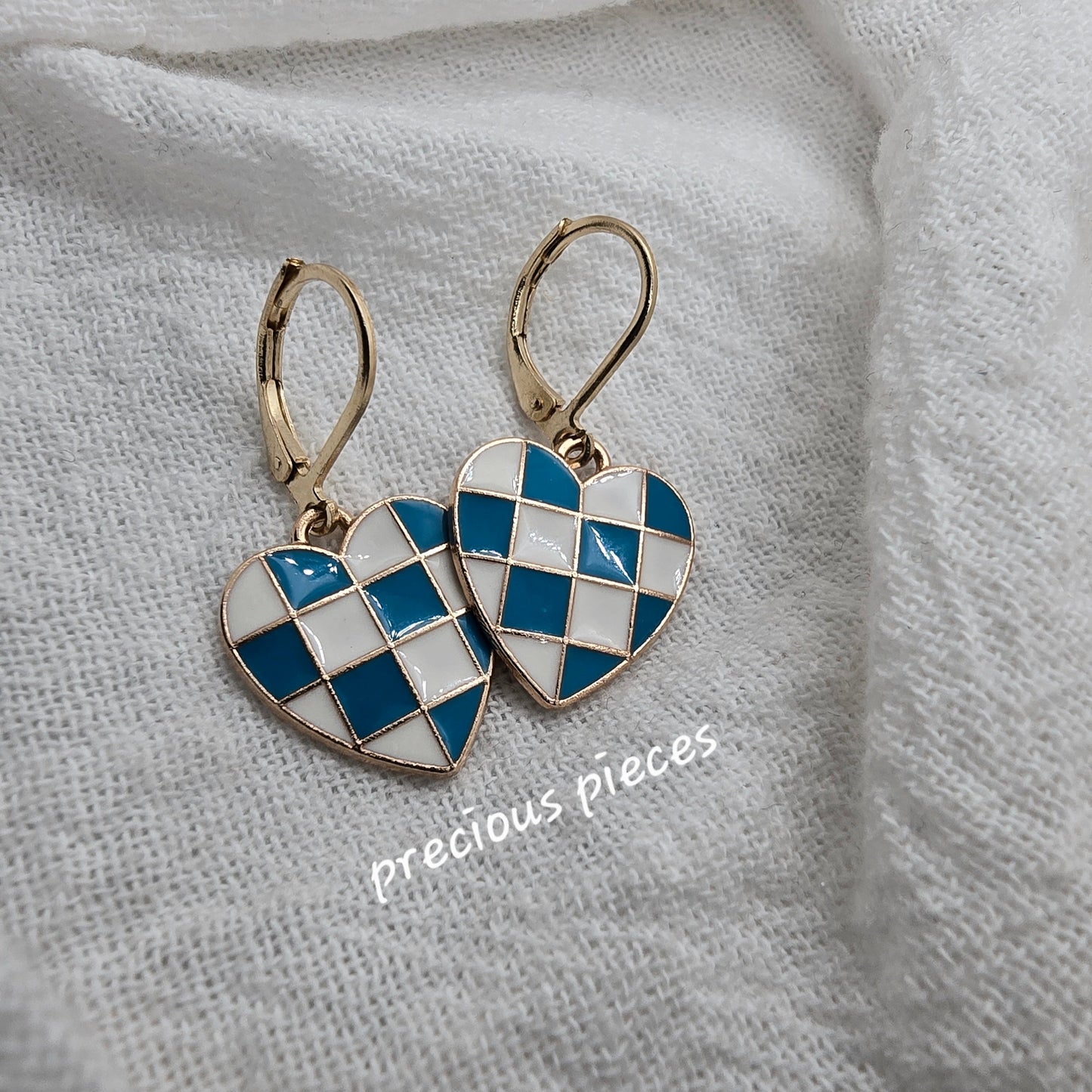 Checkered Heart Earrings