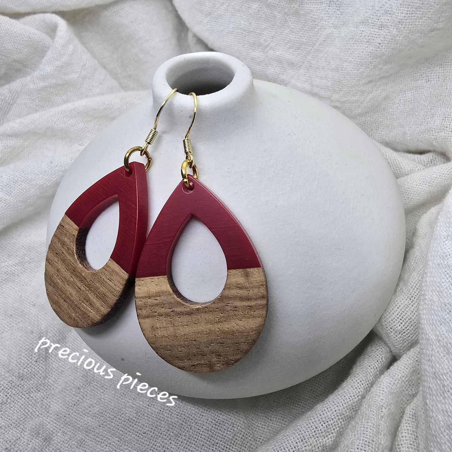 Acrylic and Wood Teardrop Earrings (click for more colors)