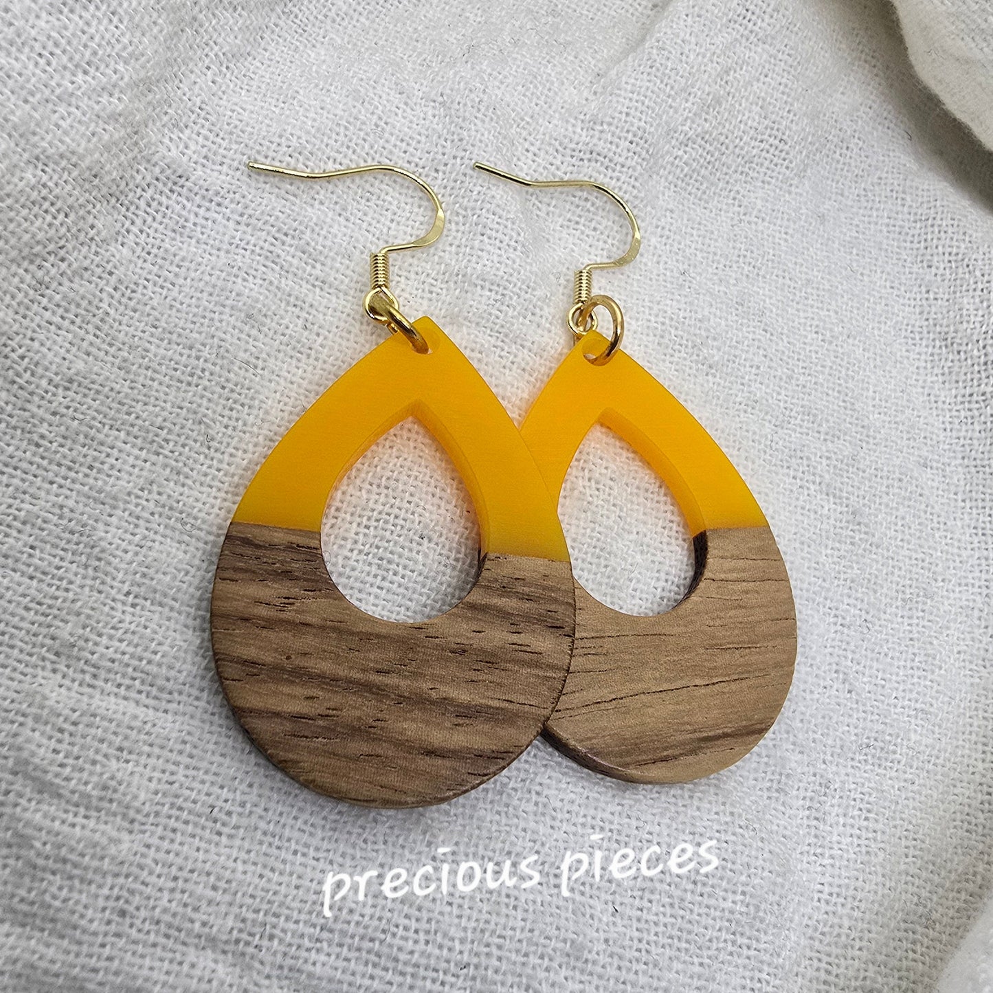 Acrylic and Wood Teardrop Earrings (click for more colors)