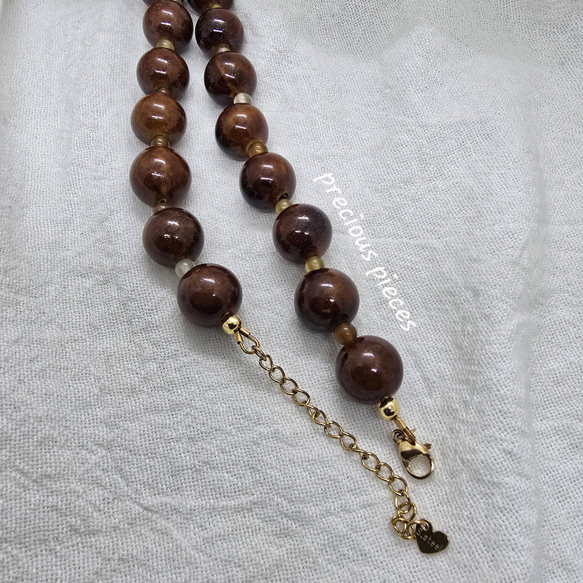 Amber Ceramic Beaded Necklace