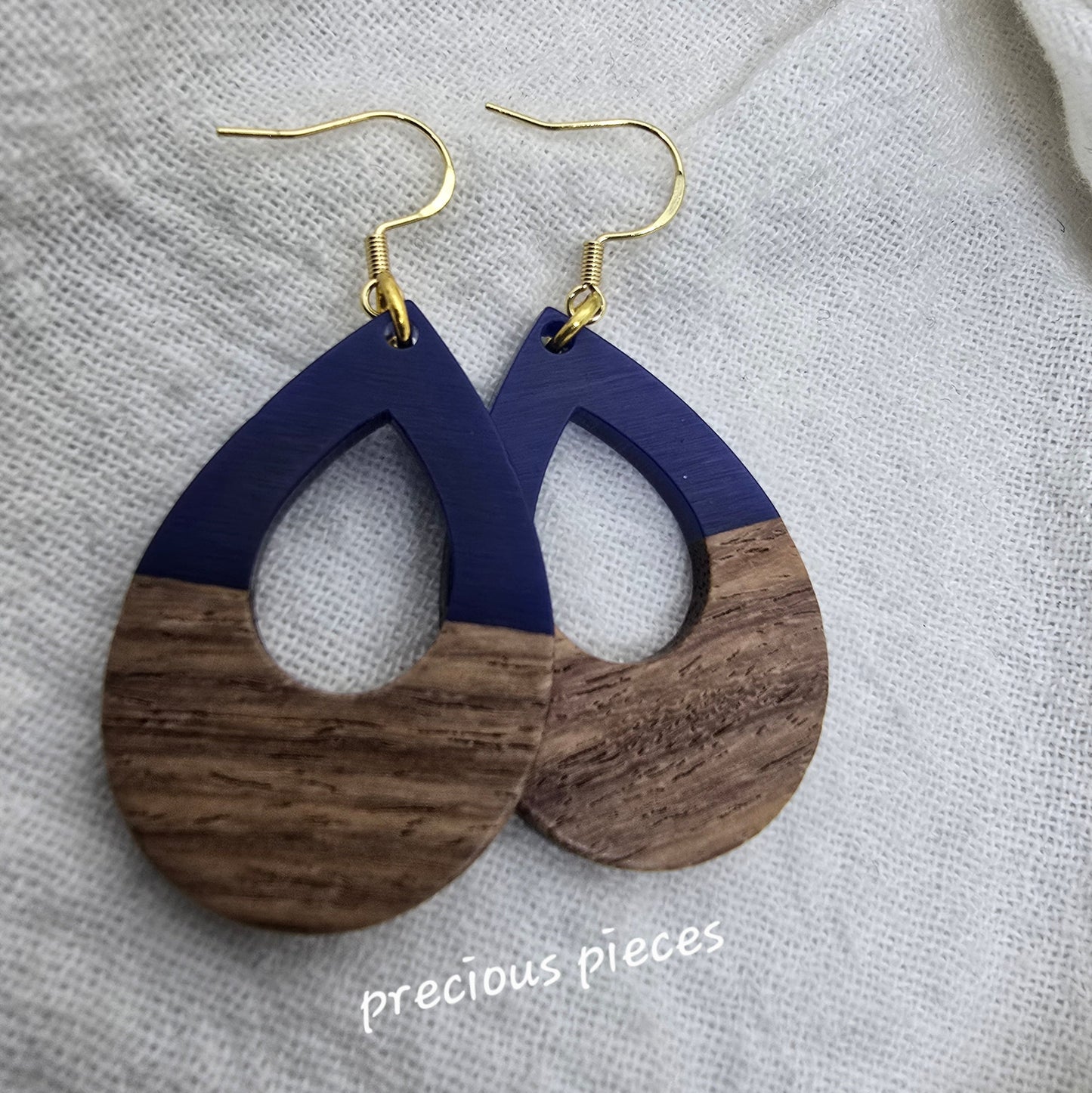 Acrylic and Wood Teardrop Earrings (click for more colors)