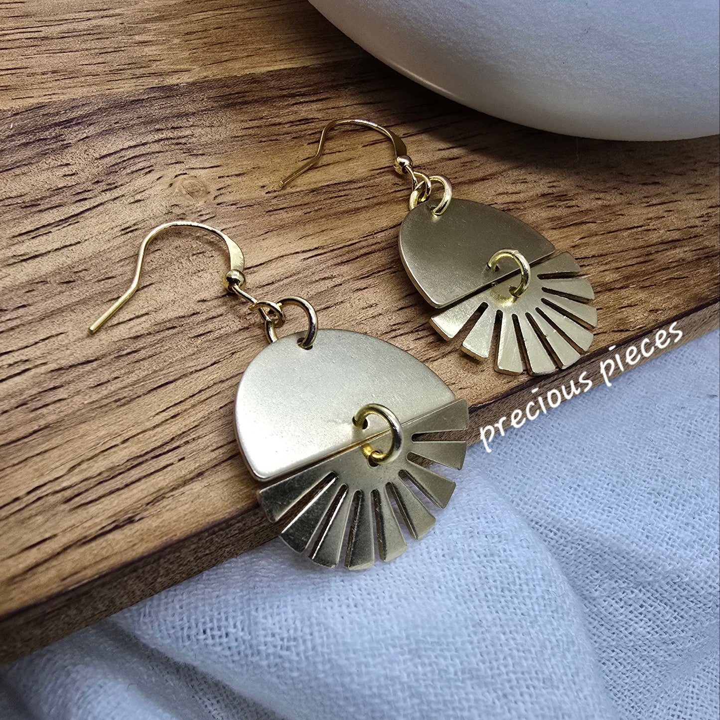 Brass Fan Shaped Earrings