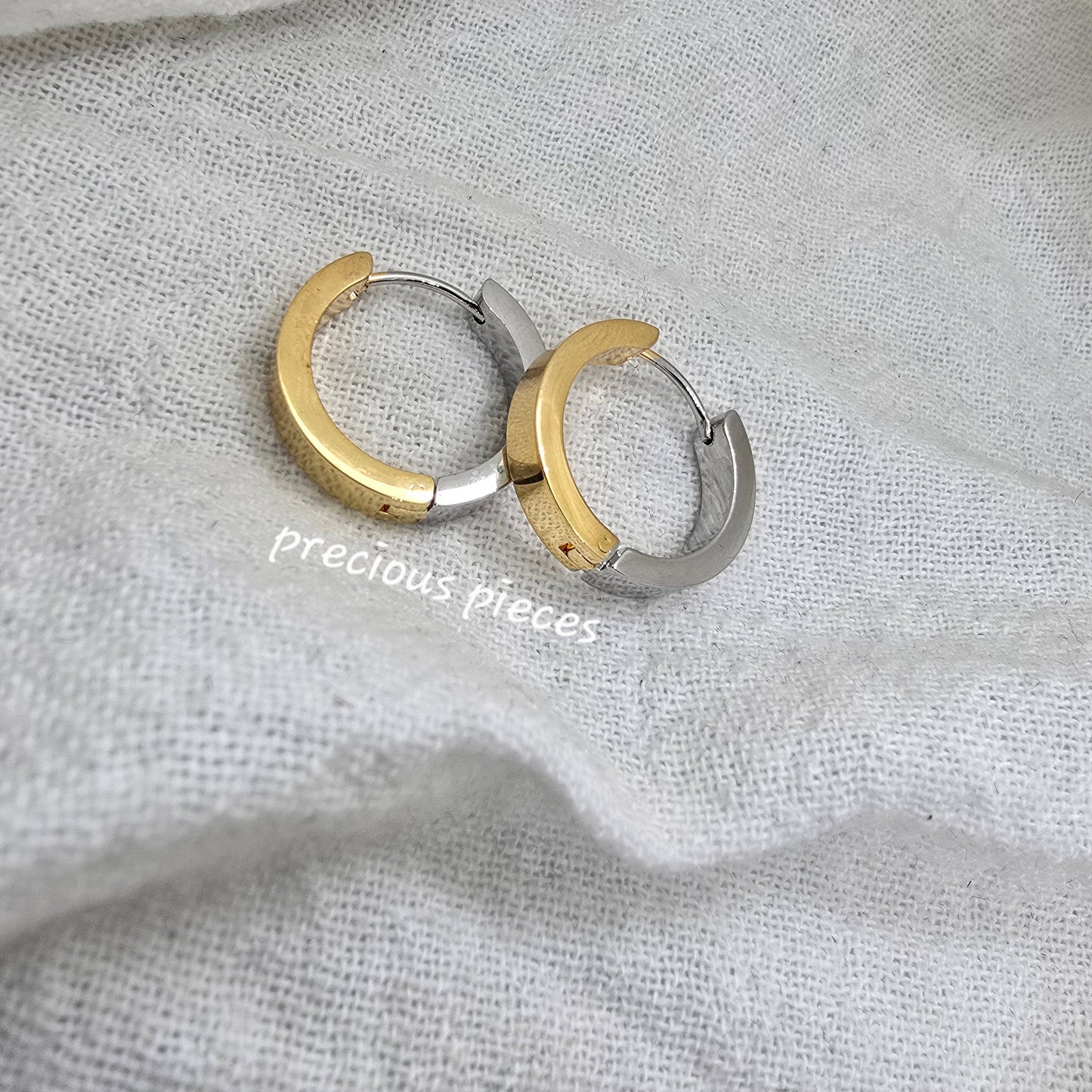 Two-Tone Stainless Steel Hoop Earrings