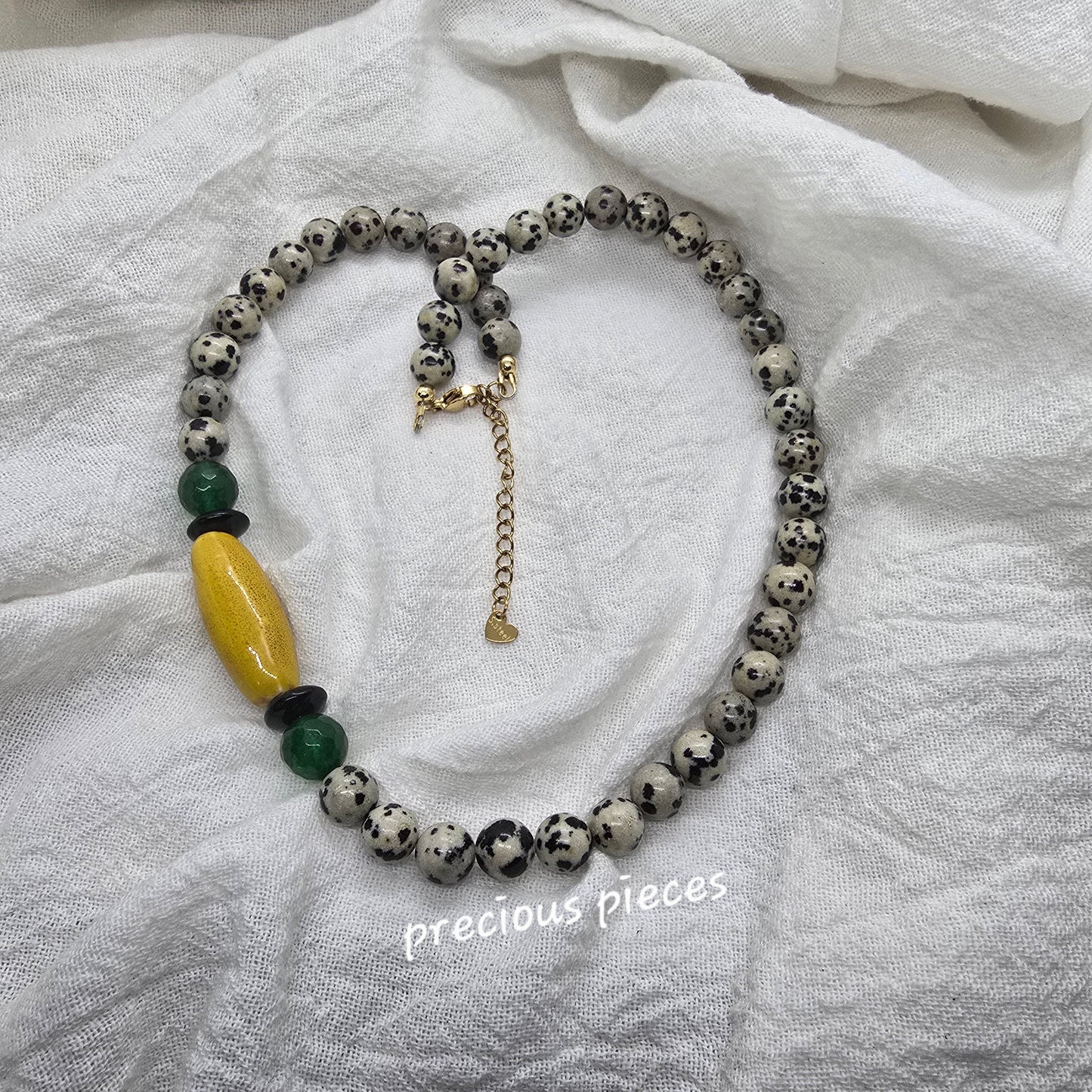 Bohemian Dalmatian Beaded Necklace