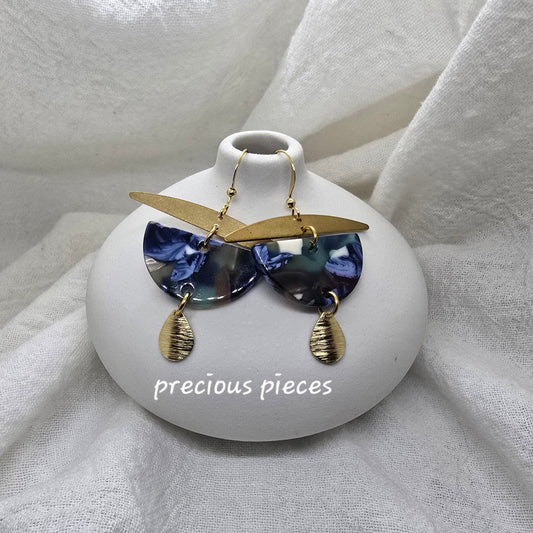 Brass and Marble Earrings