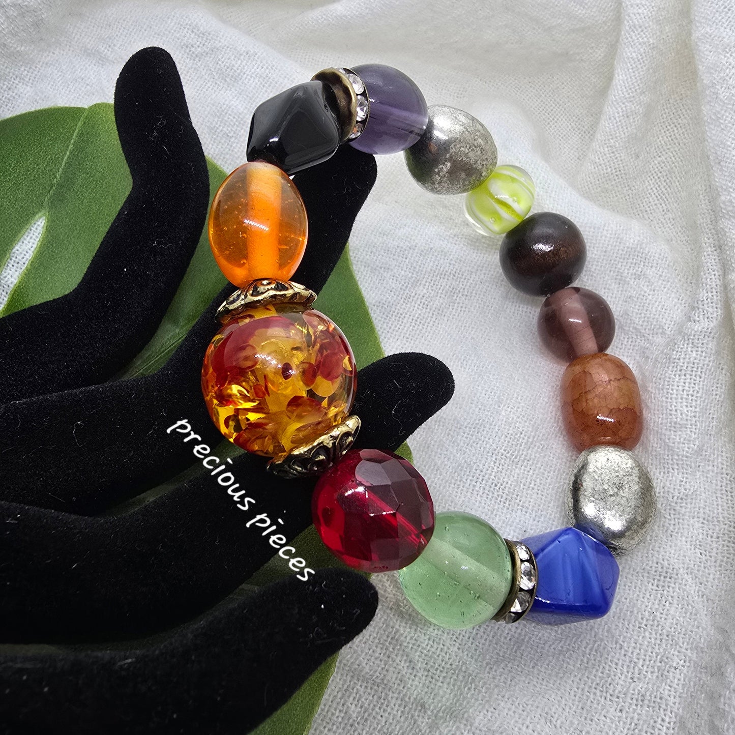 One of A Kind Orange Mix Beaded Bracelet