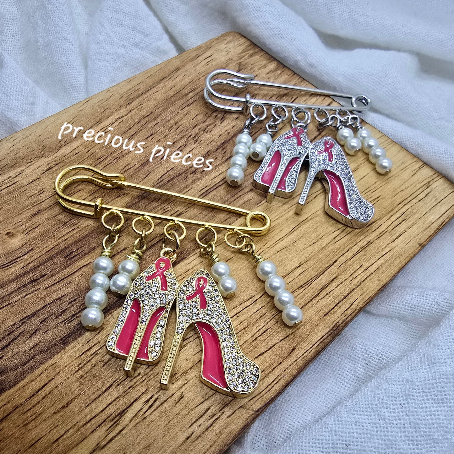 Pearls and Heels Awareness Brooch