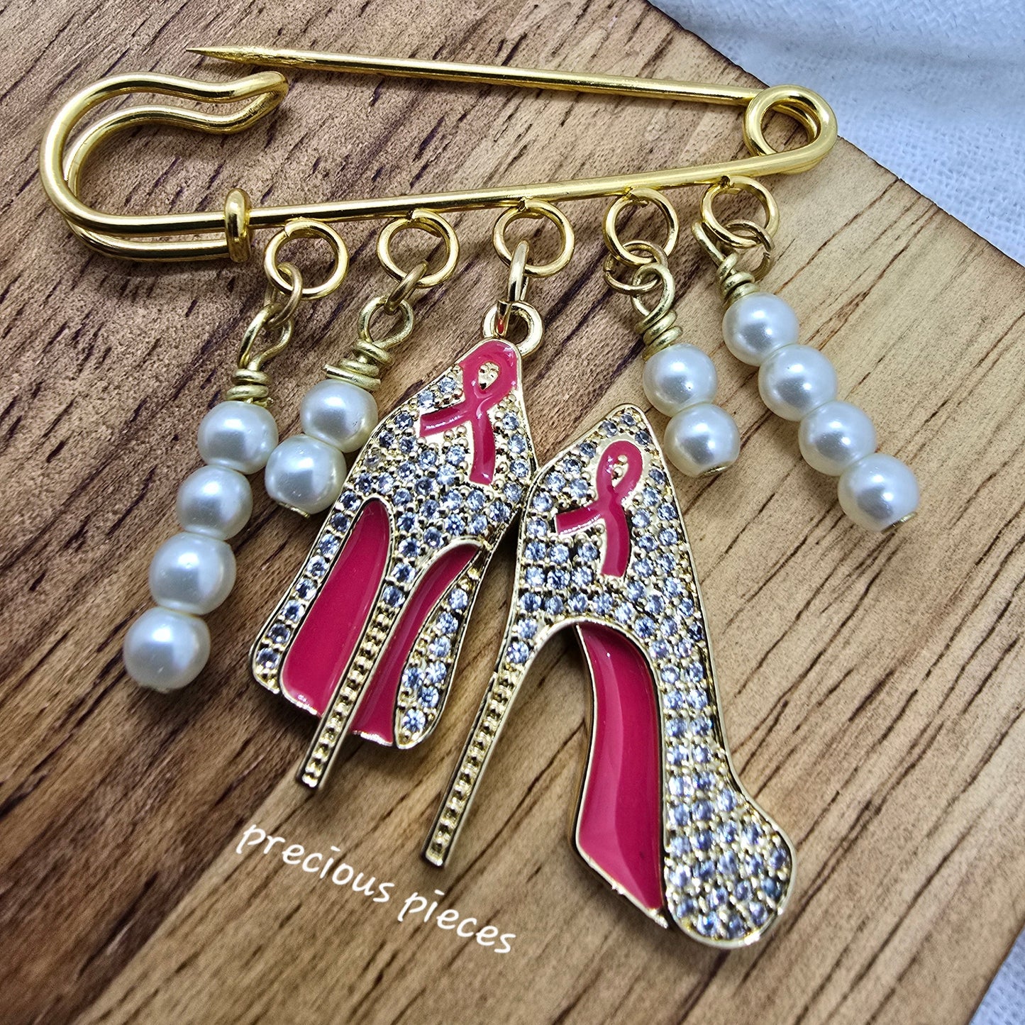 Pearls and Heels Awareness Brooch