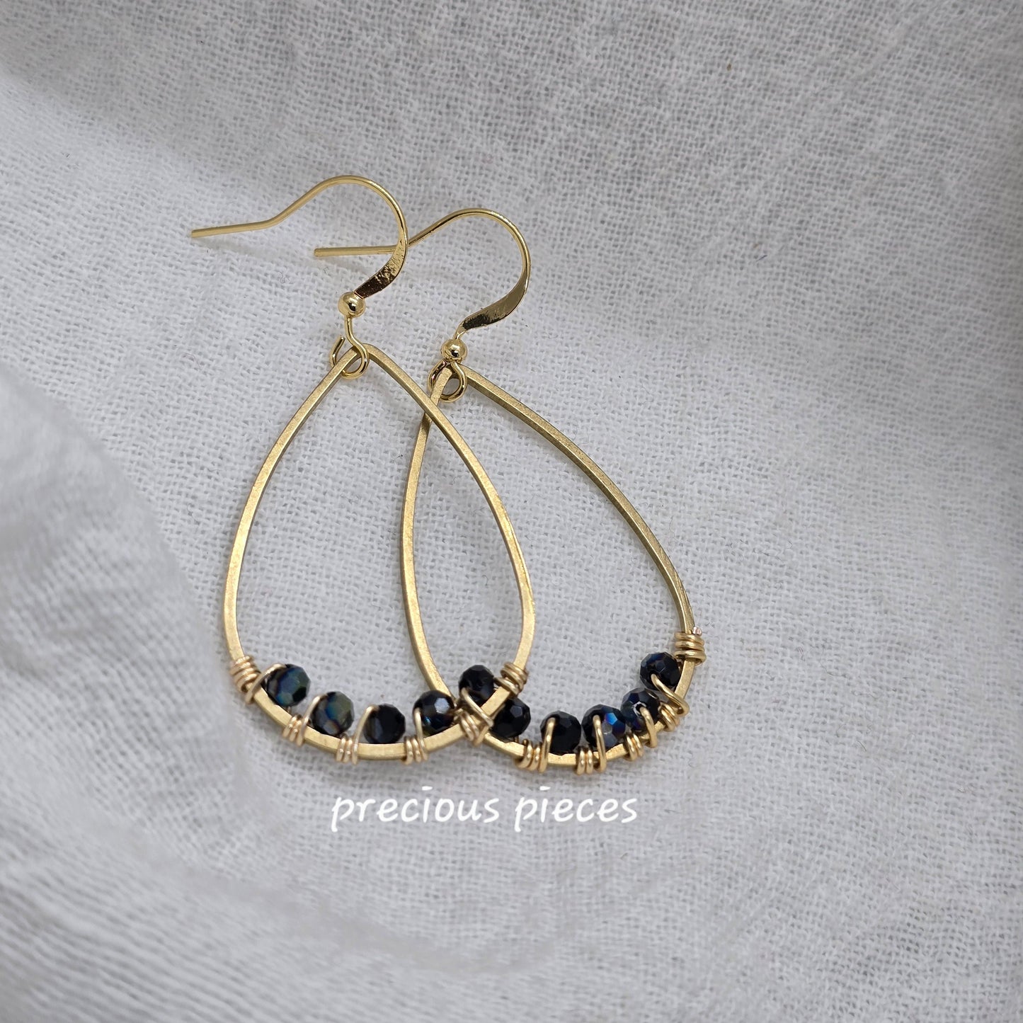 Beaded Wrapped Teardrop Earrings