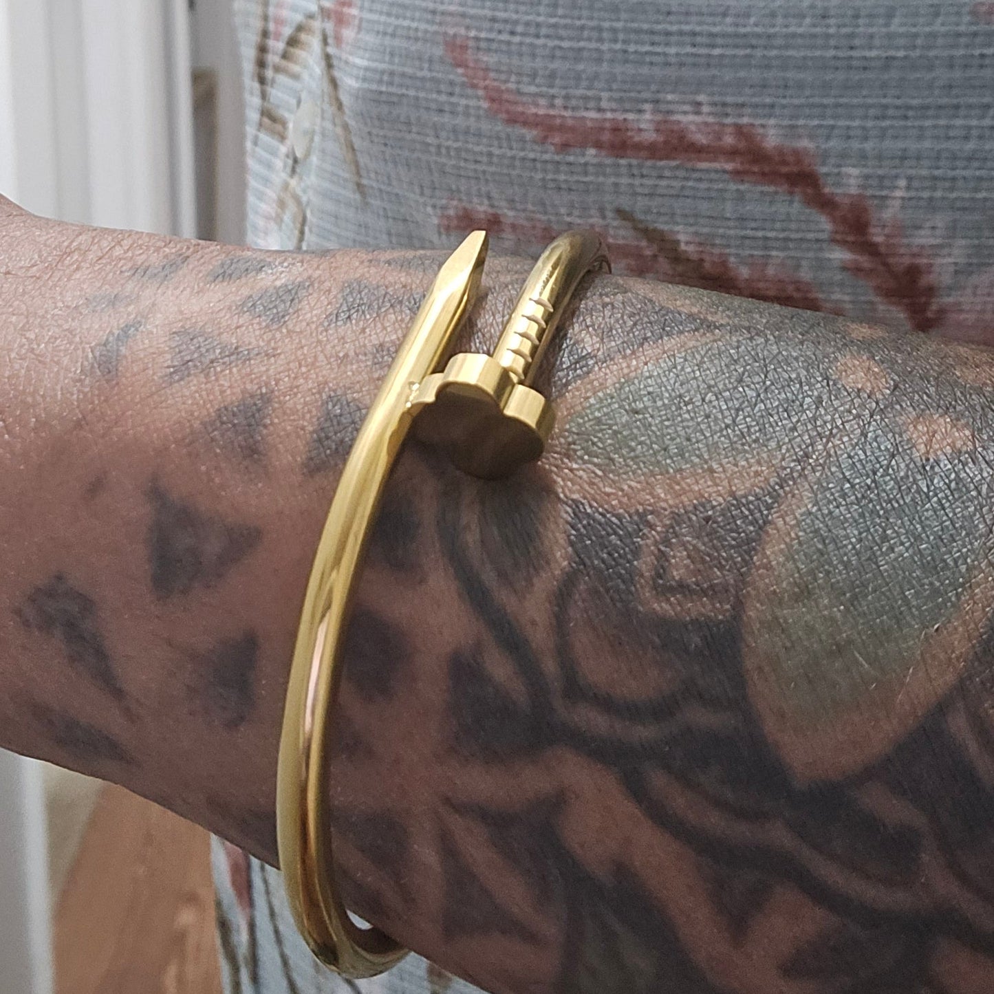 Floral Nail Bangle Bracelet