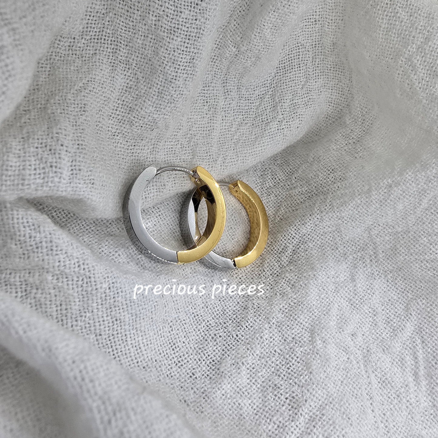 Two-Tone Stainless Steel Hoop Earrings
