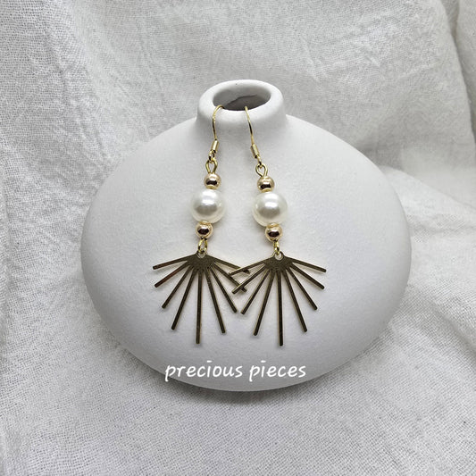 Sunburst and Pearl Earrings