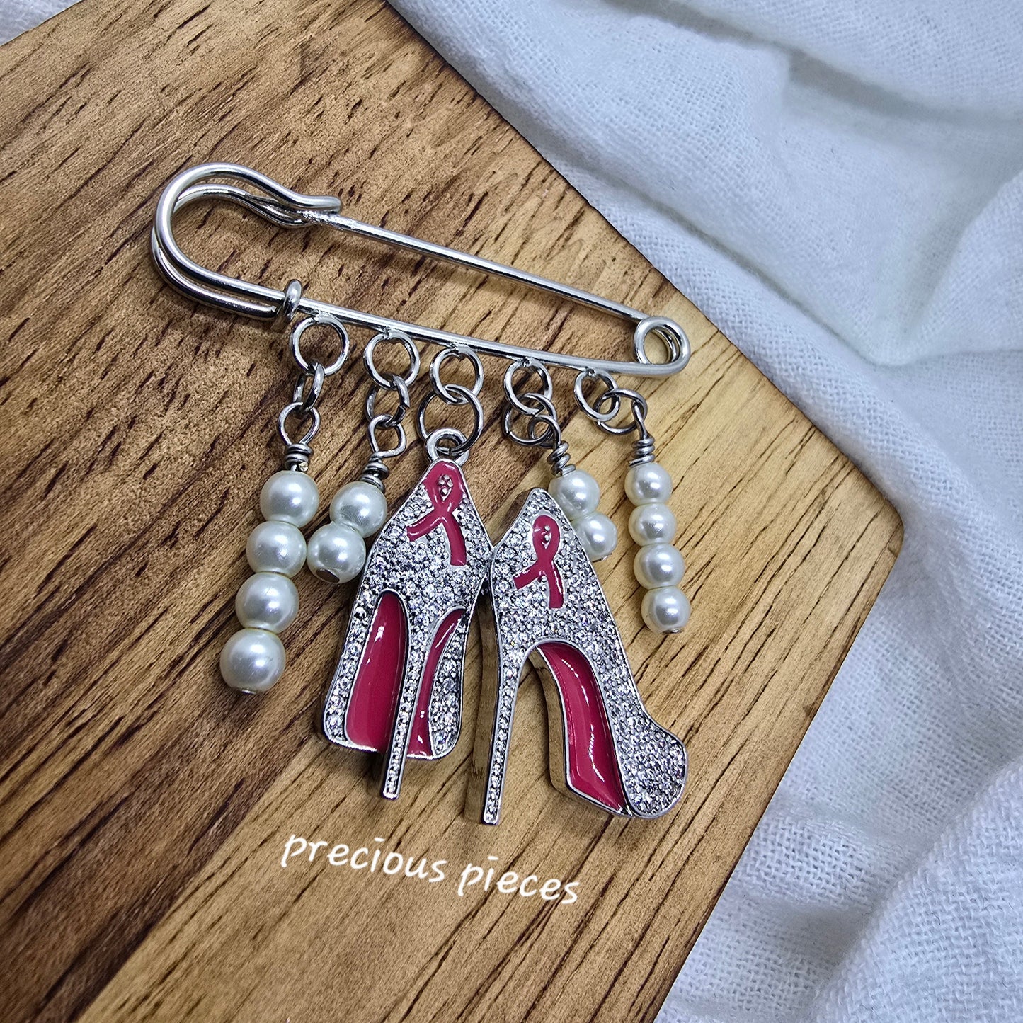 Pearls and Heels Awareness Brooch