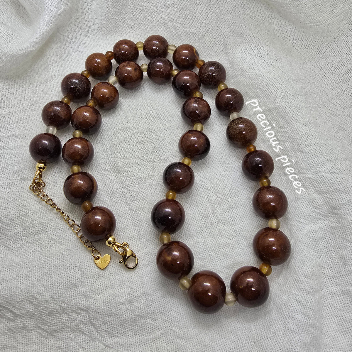 Amber Ceramic Beaded Necklace