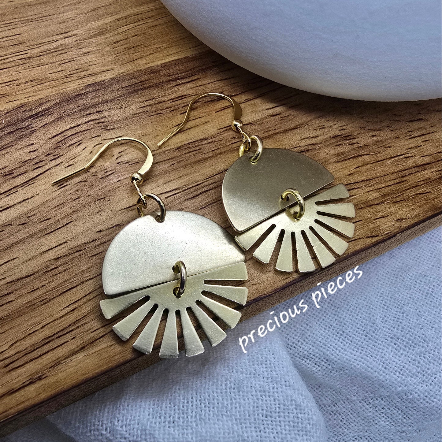 Brass Fan Shaped Earrings