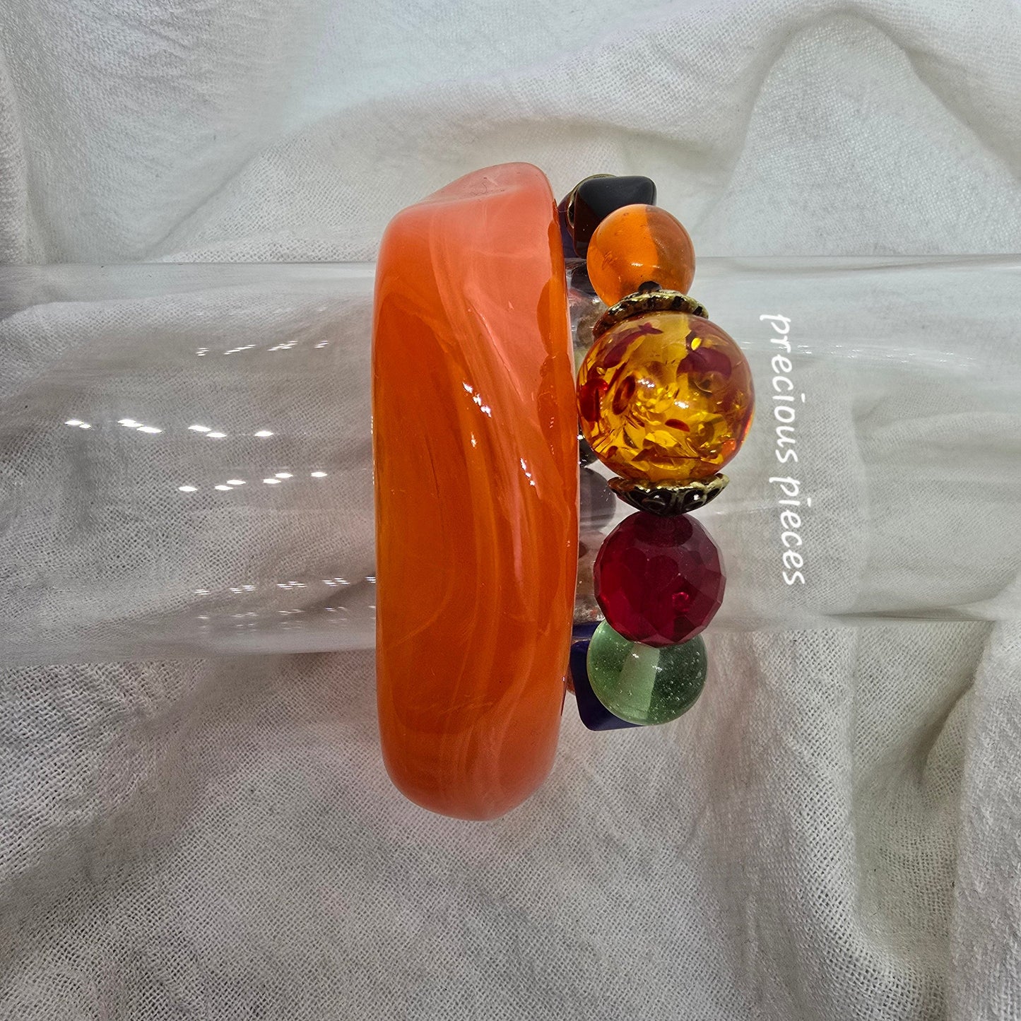 One of A Kind Orange Mix Beaded Bracelet