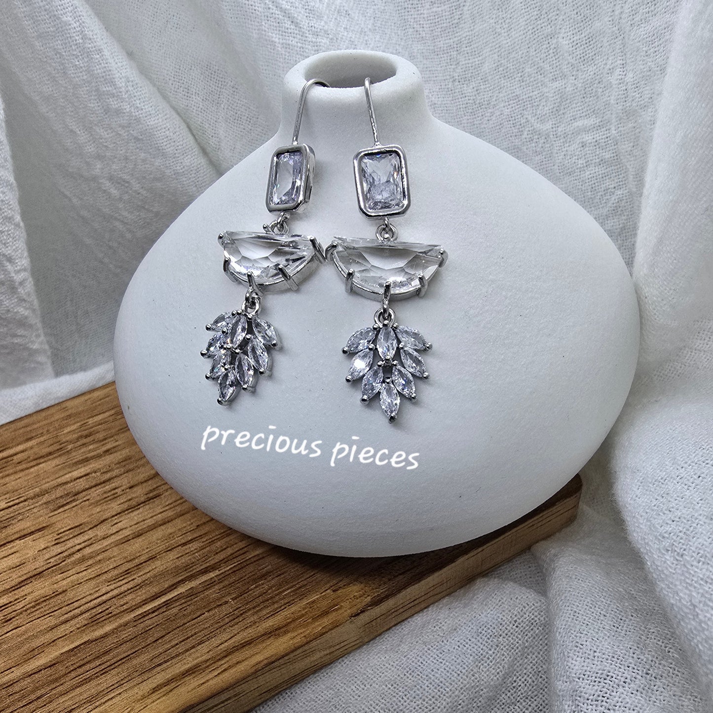 Cubic Zirconia Leaf Earrings (click for more options)