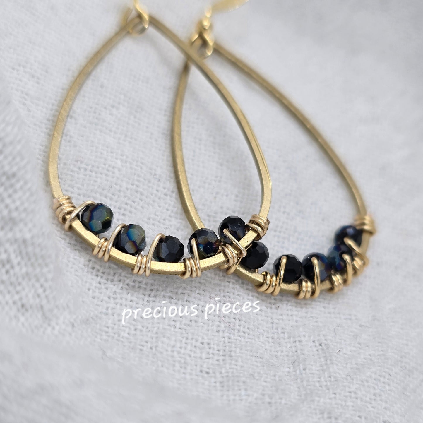 Beaded Wrapped Teardrop Earrings