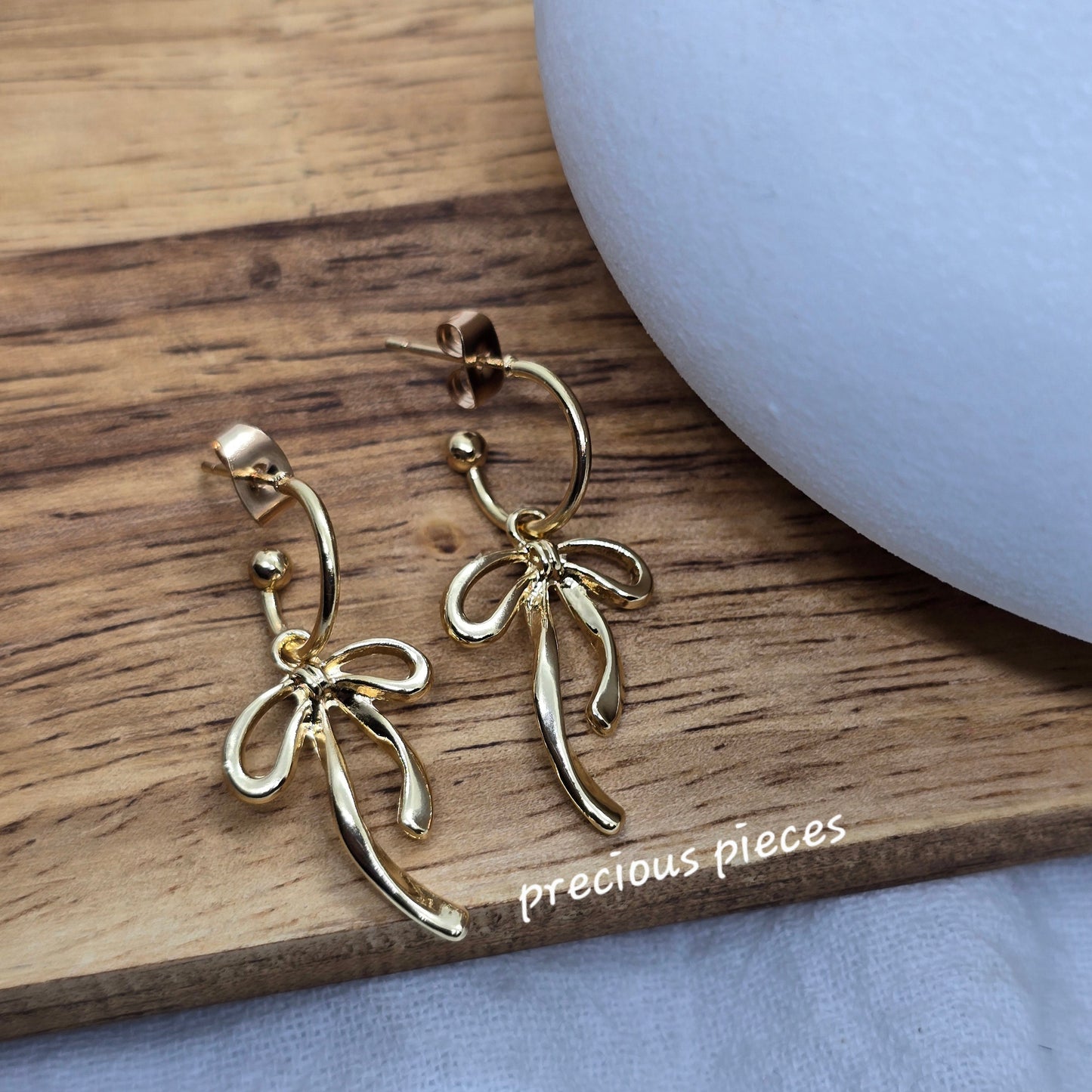 Gold Bow Dangle Earrings