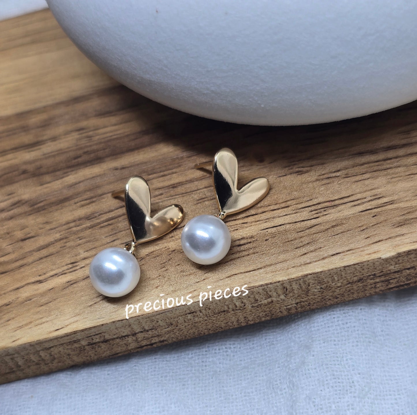 Heart Pearl Drop Earrings