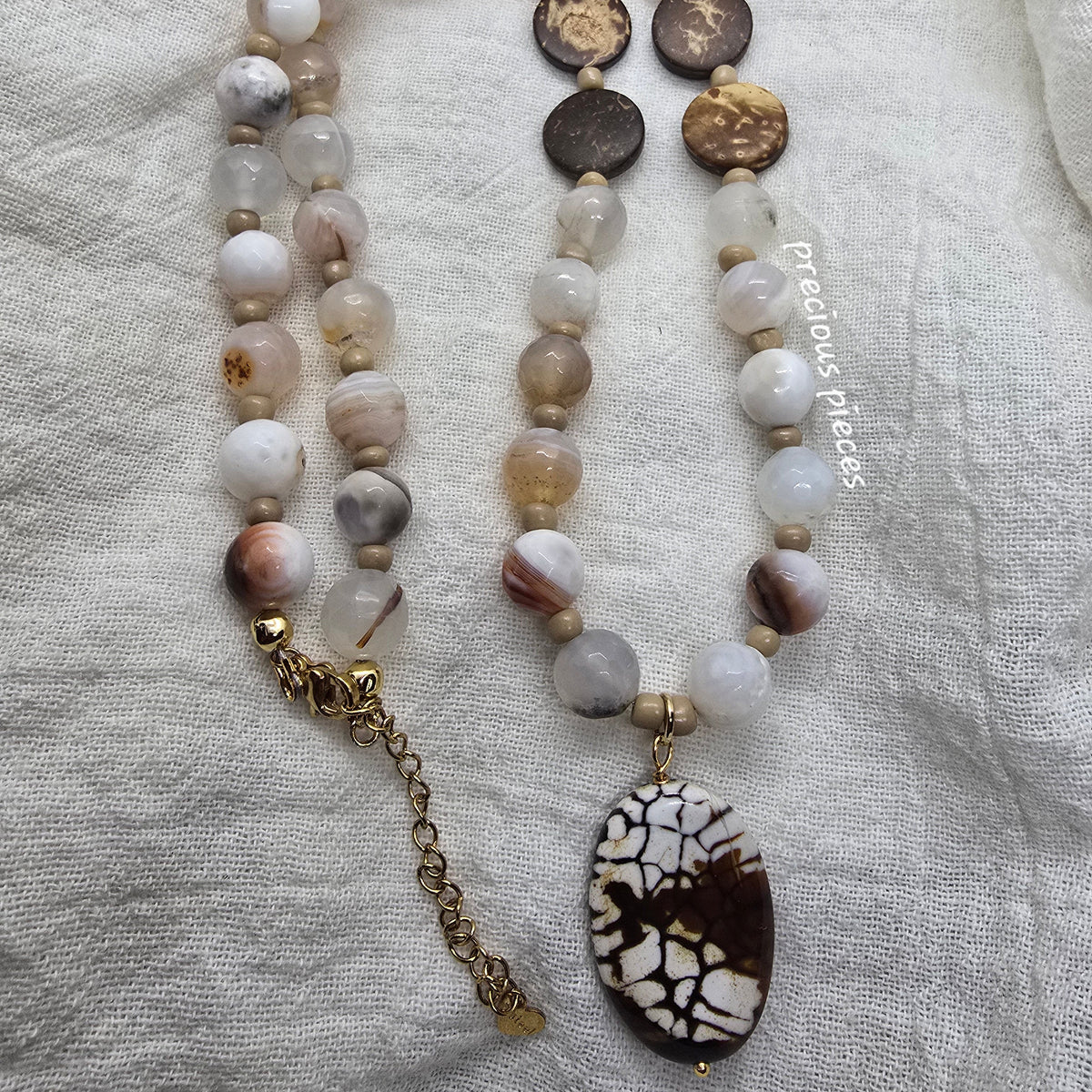 Amber Agate Beaded Necklace