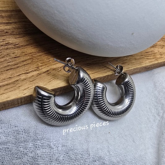 Textured Silver Hoop Earrings