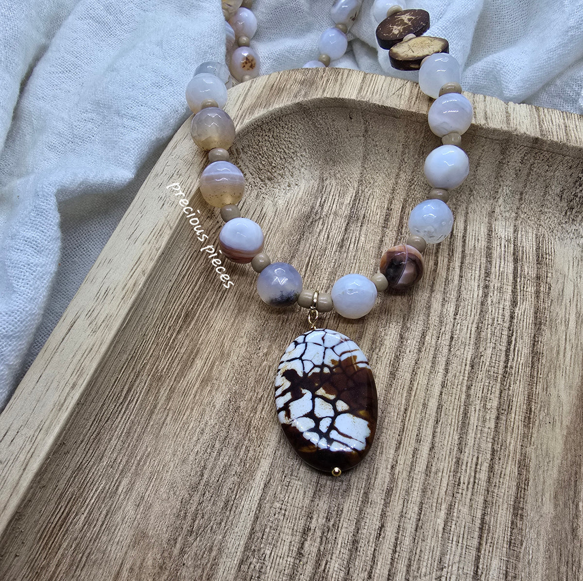 Amber Agate Beaded Necklace