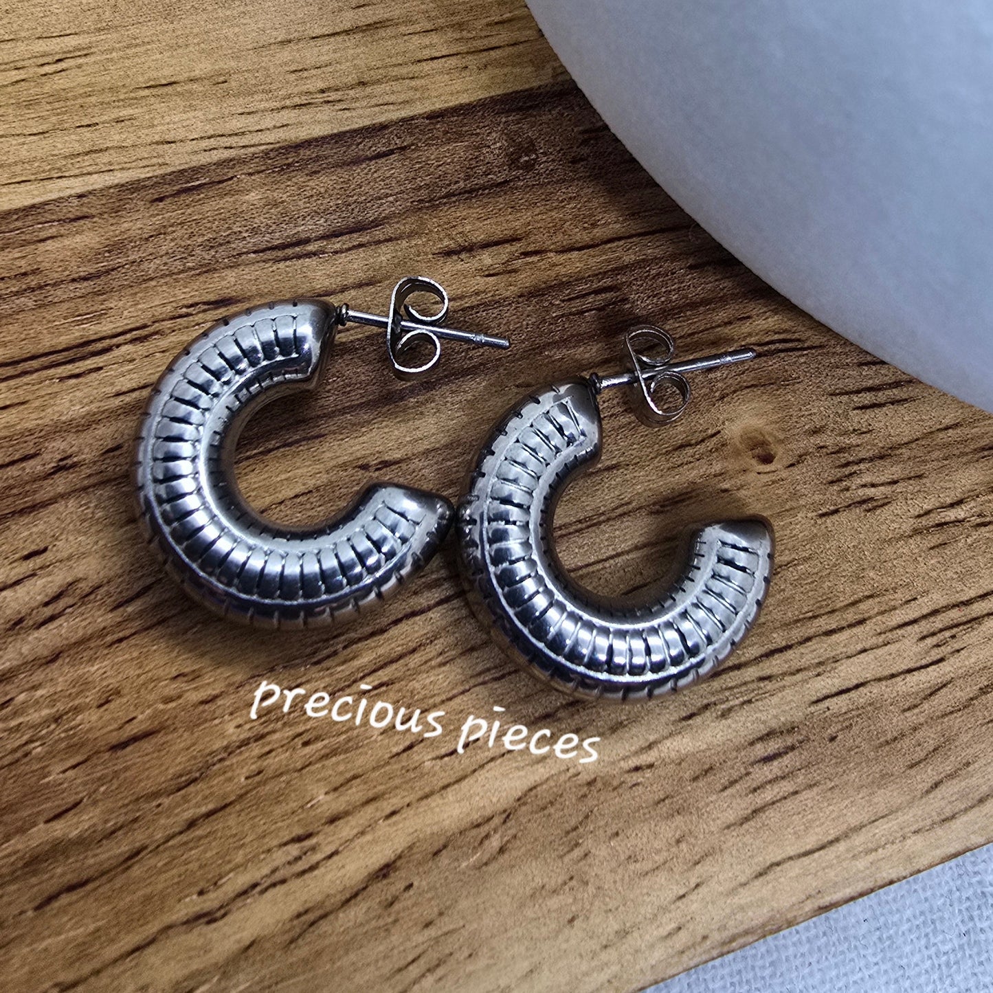 Textured Silver Hoop Earrings