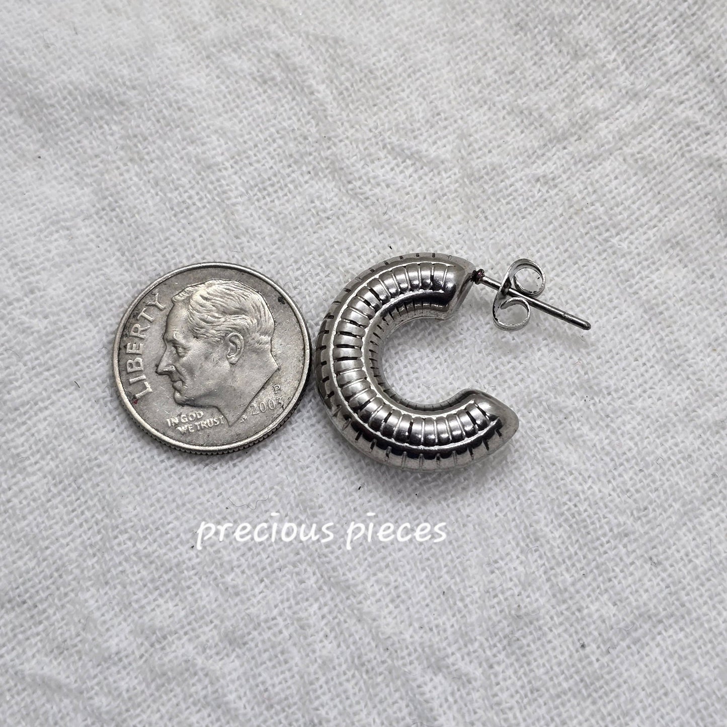 Textured Silver Hoop Earrings