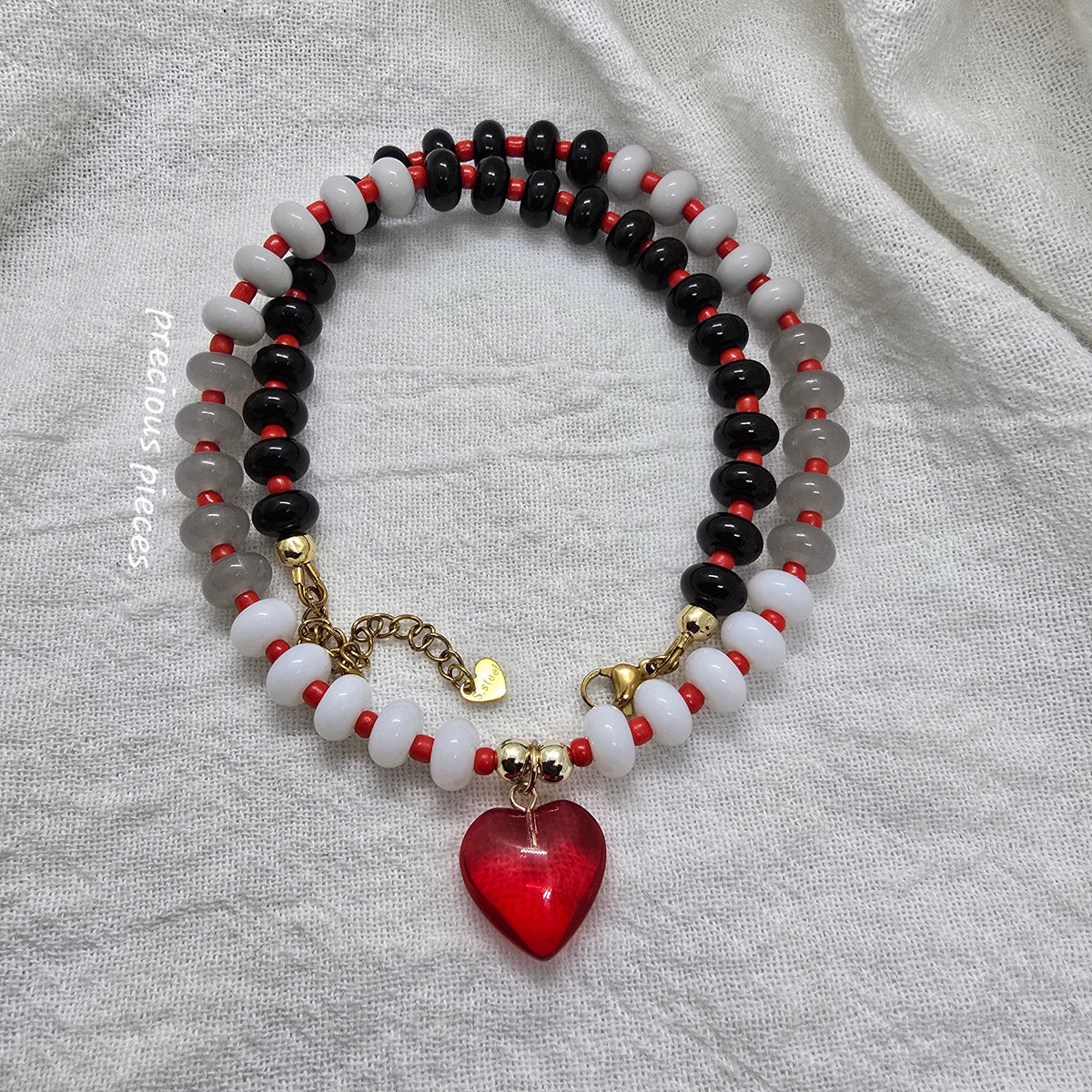 Red Heart Beaded Necklace