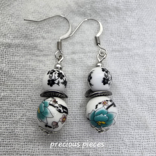 Ceramic Flower Beaded Earrings