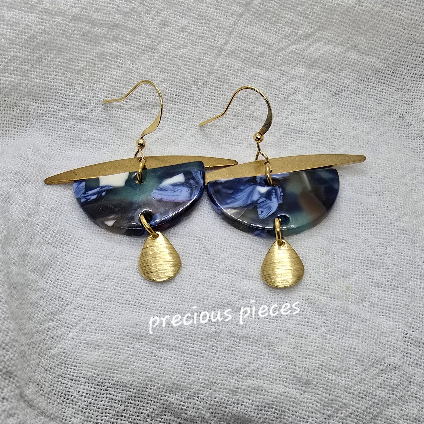 Brass and Marble Earrings