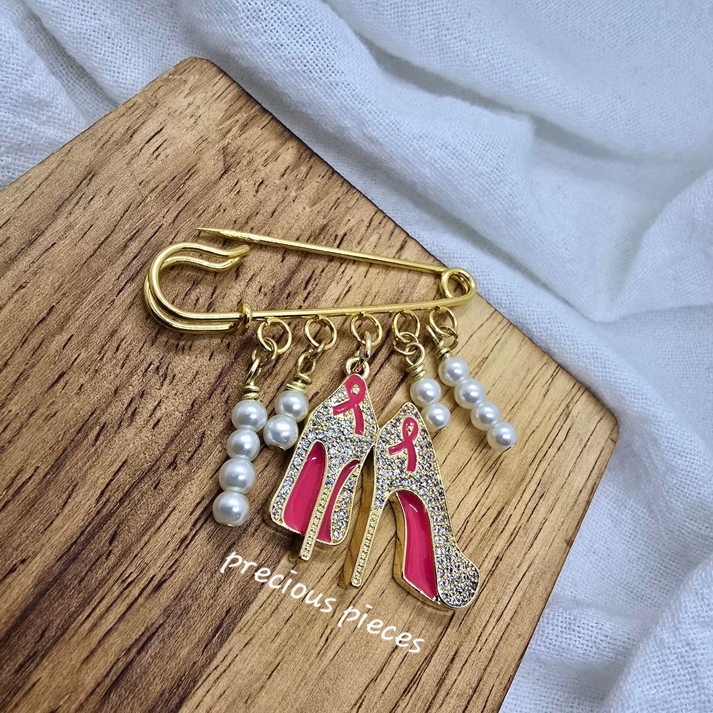 Pearls and Heels Awareness Brooch