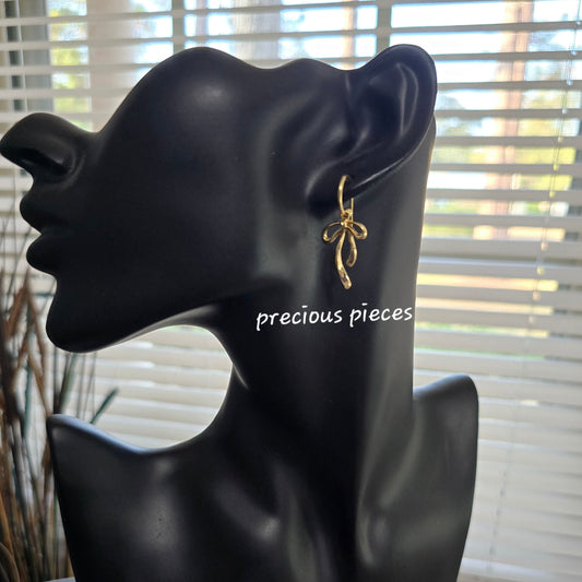 Gold Bow Dangle Earrings