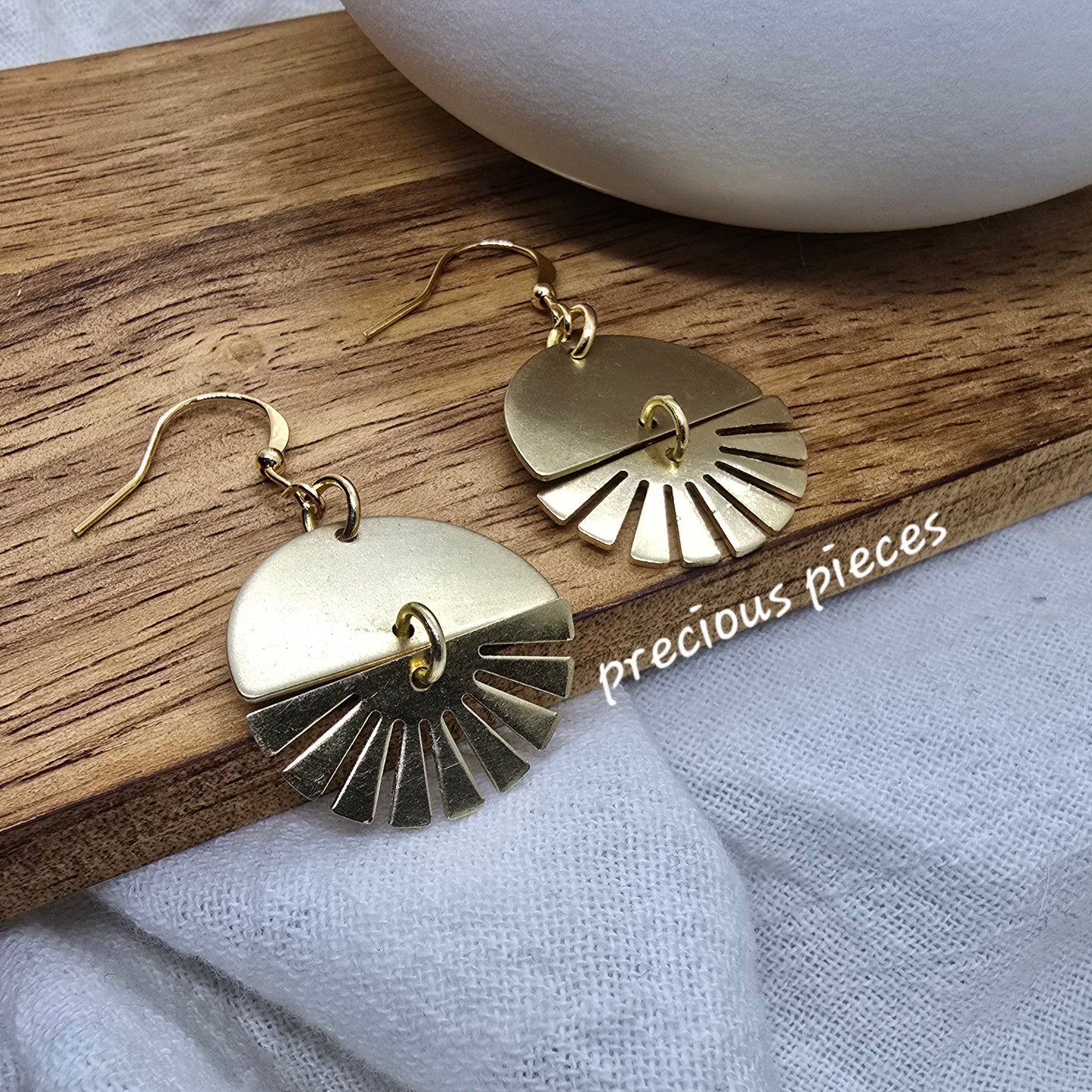 Brass Fan Shaped Earrings