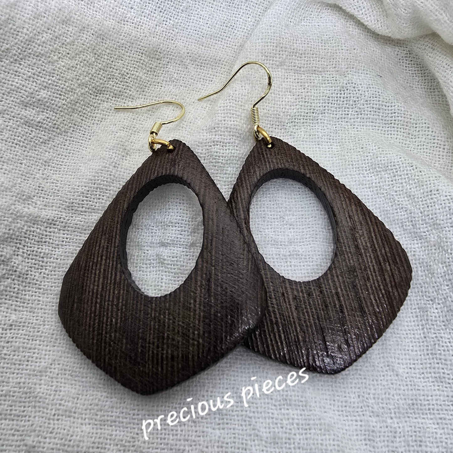 Dark Wood Diamond Shape Earrings